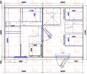 1900х2020 вход справа (душ) 2п