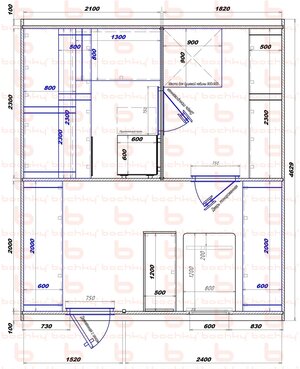 2100х1820-1520х2400 вход слева печь у среднего донышка