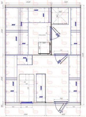 2400х1520-2100х1820 вход справа печь у среднего донышка
