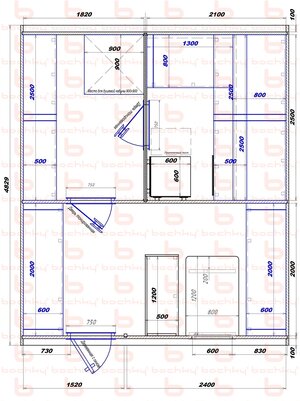 1820х2100-1520х2400 вход слева печь у среднего донышка