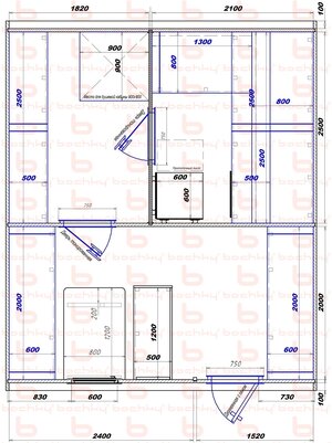 1820х2100-2400х1520 вход справа печь у среднего донышка