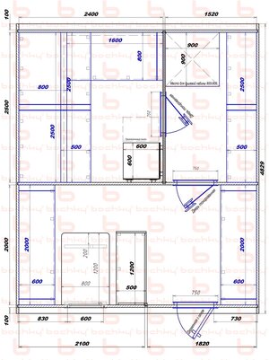 2400х1520-2100х1820 вход справа печь у среднего донышка